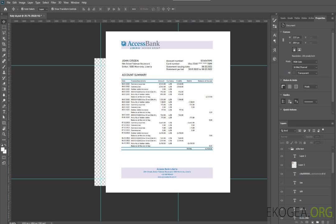 Déclaration de la Liberia Access Bank template Déclaration de la Liberia Access Bank template